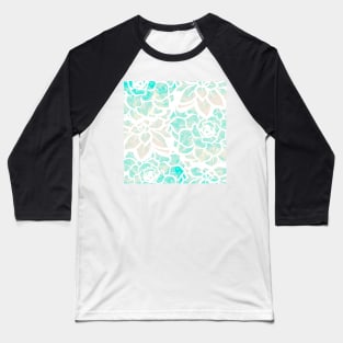 Tropical Succulent Mash-up - Pale Pink and Turquoise - Digitally Illustrated Abstract Flower Pattern for Home Decor, Clothing Fabric, Curtains, Bedding, Pillows, Upholstery, Phone Cases and Stationary Baseball T-Shirt